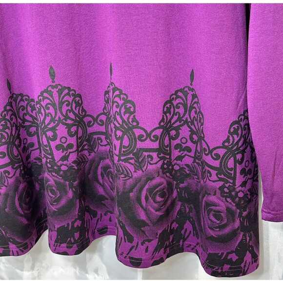 Gaharu Top Women’s XXL Floral Print Cute Long SL Button Cowl Neck Casual Tunic - Picture 5 of 12